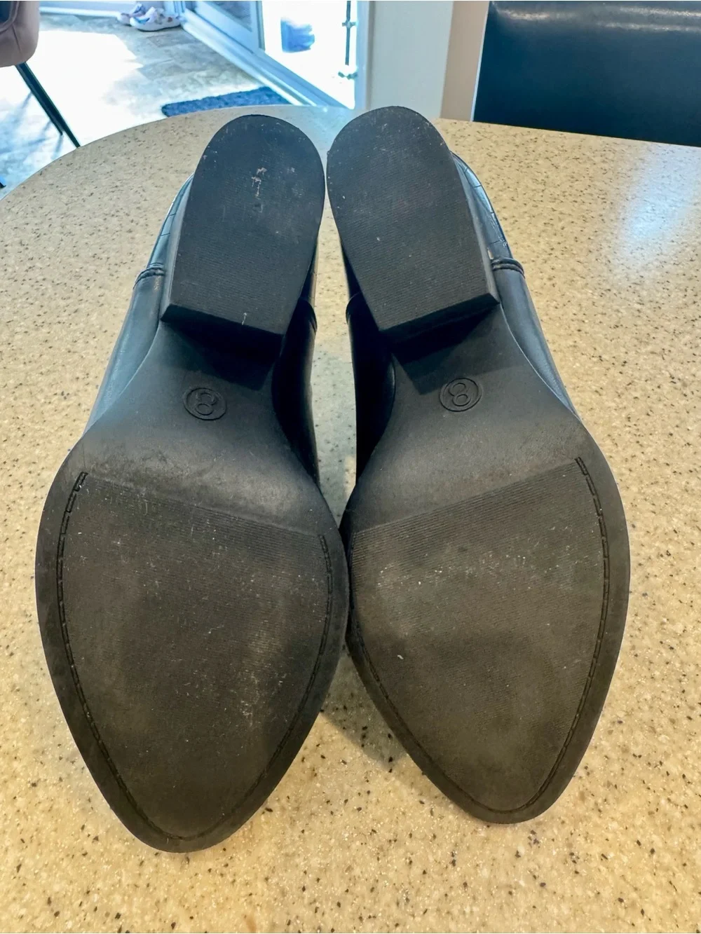 SO Black Low Block Heel Ankle Booties